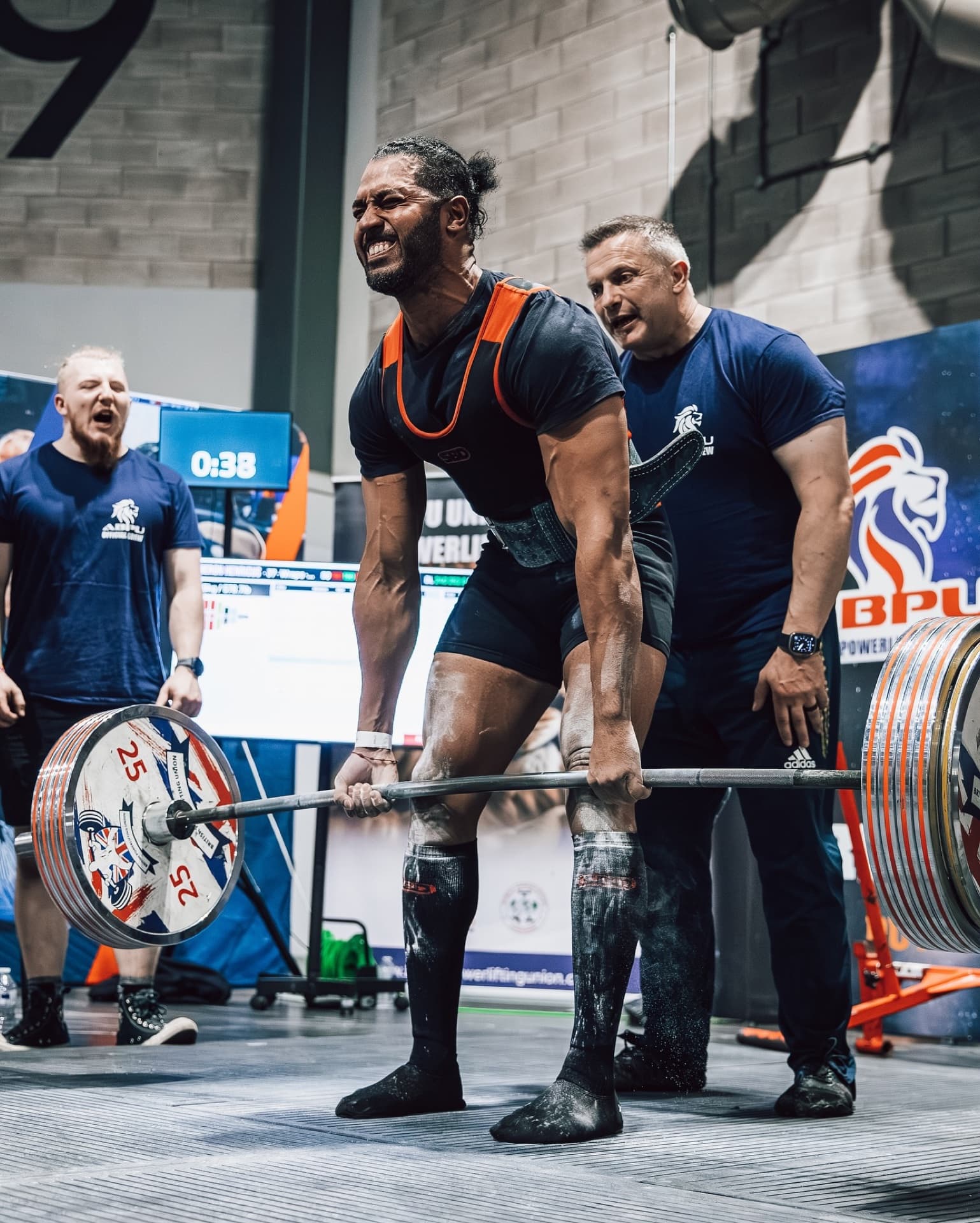 Cameron deadlifting at competition